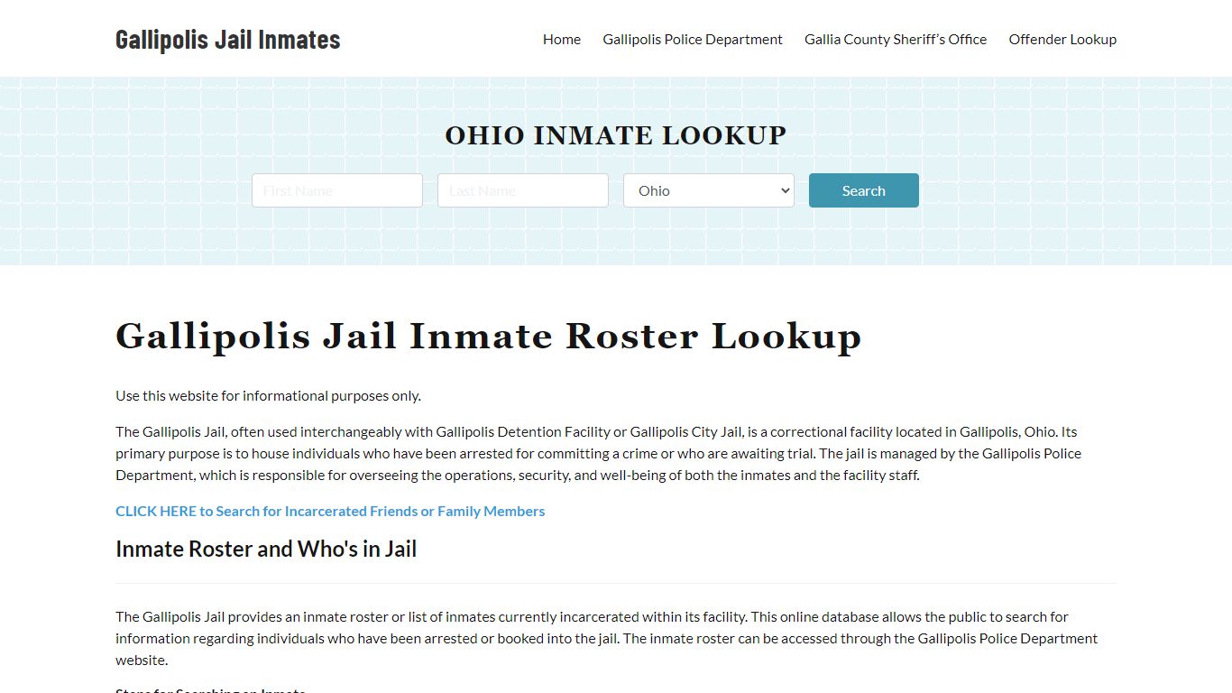 Gallipolis Jail Inmate Roster, Gallia County, OH, Offender Search