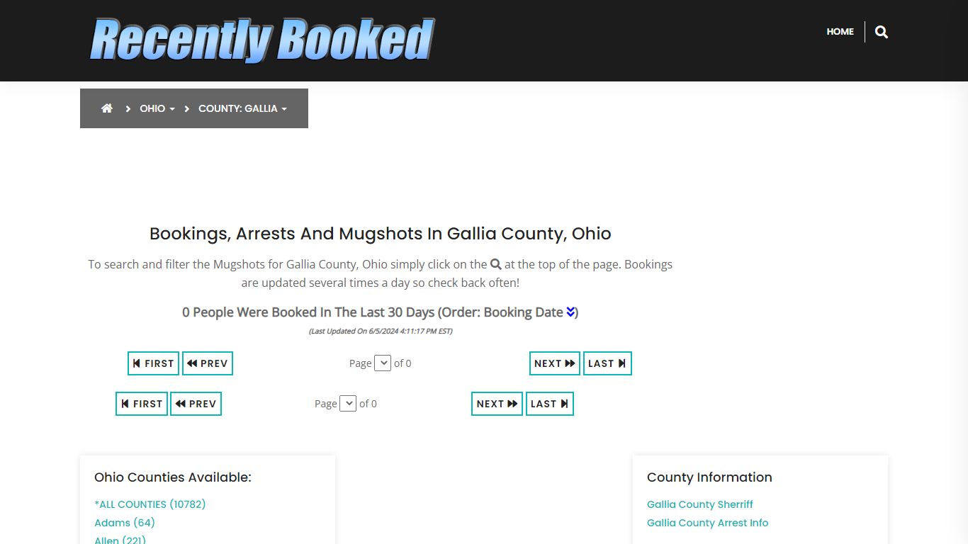 Bookings, Arrests and Mugshots in Gallia County, Ohio - Recently Booked