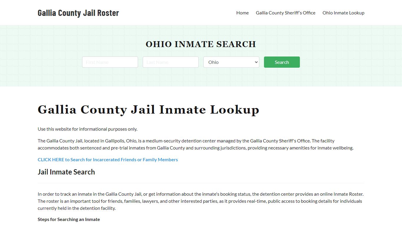 Gallia County Jail Roster Lookup, OH, Inmate Search