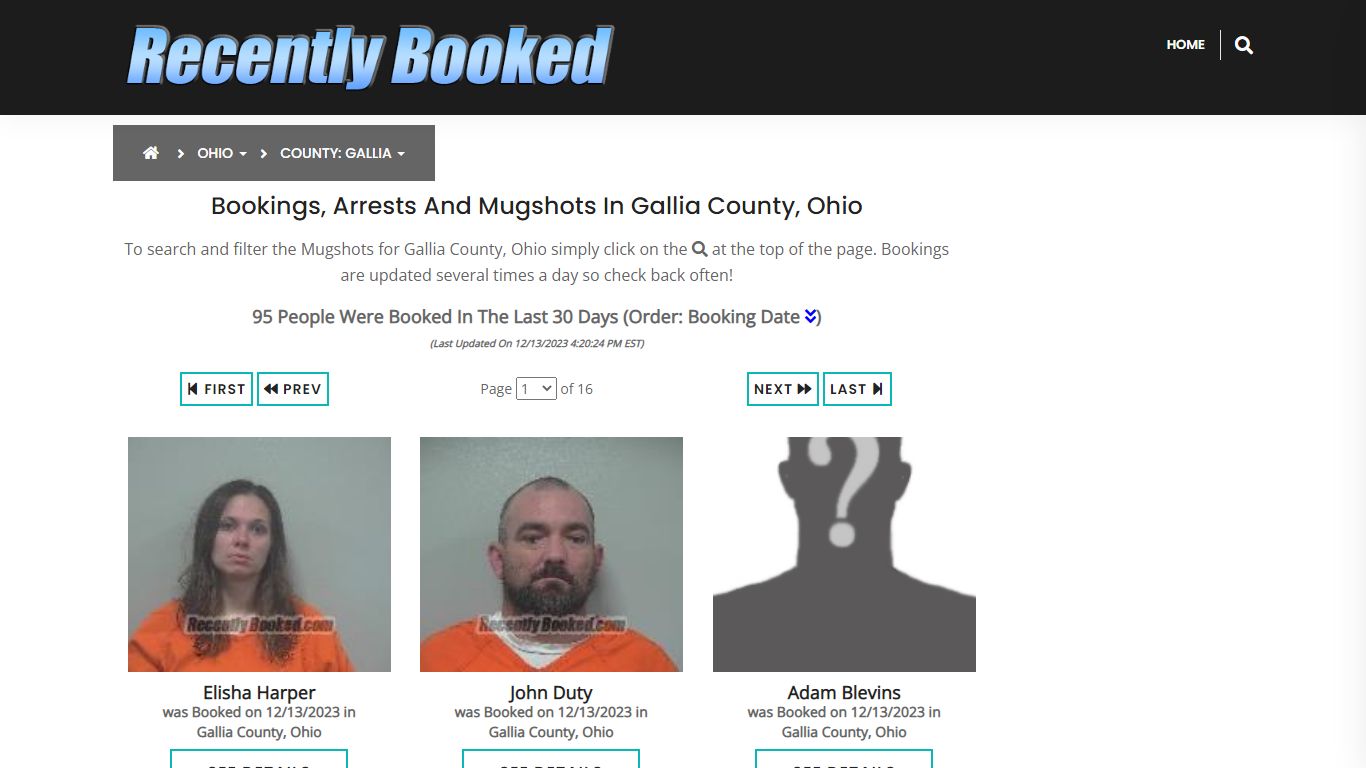 Recent bookings, Arrests, Mugshots in Gallia County, Ohio - Recently Booked